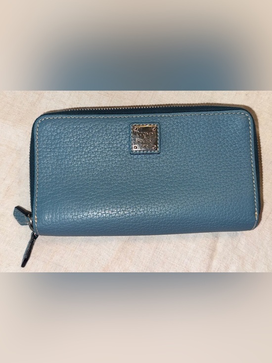 Dooney & Bourke Handbags - Dooney & Bourke Greyish Blue Zip-Around Leather Wallet